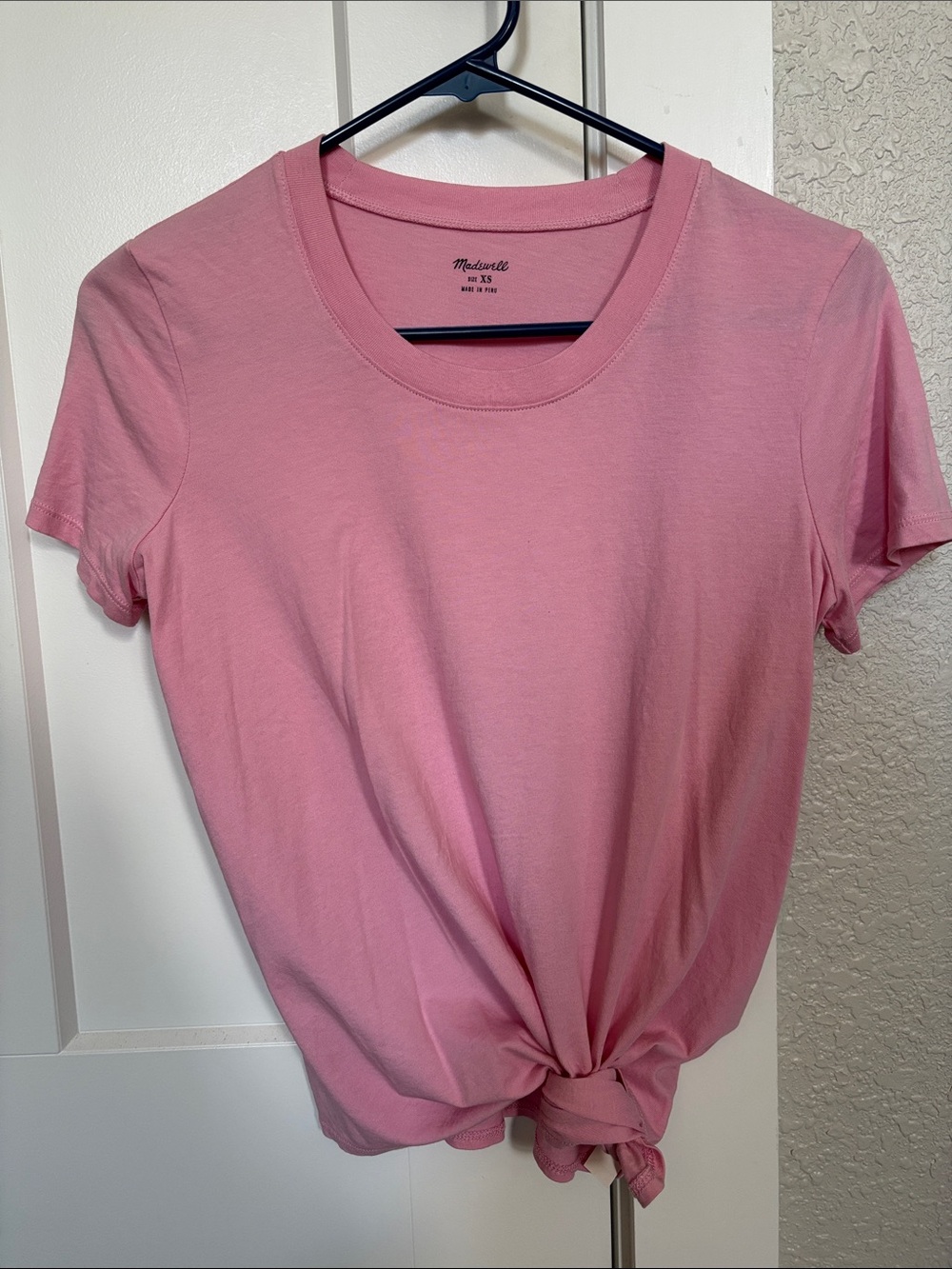 Madewell Pink Knot-Front Short Sleeve Tee